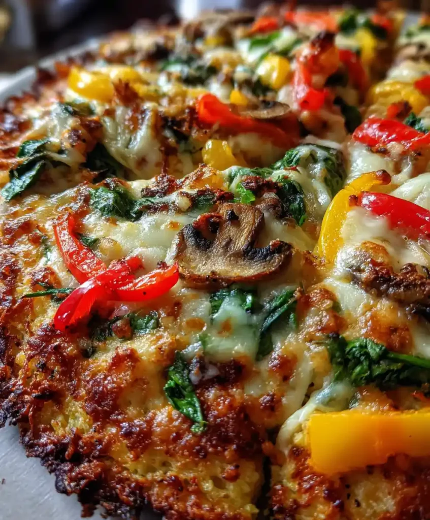 Cauliflower Crust Pizza With Mozzarella And Veggies Recipe