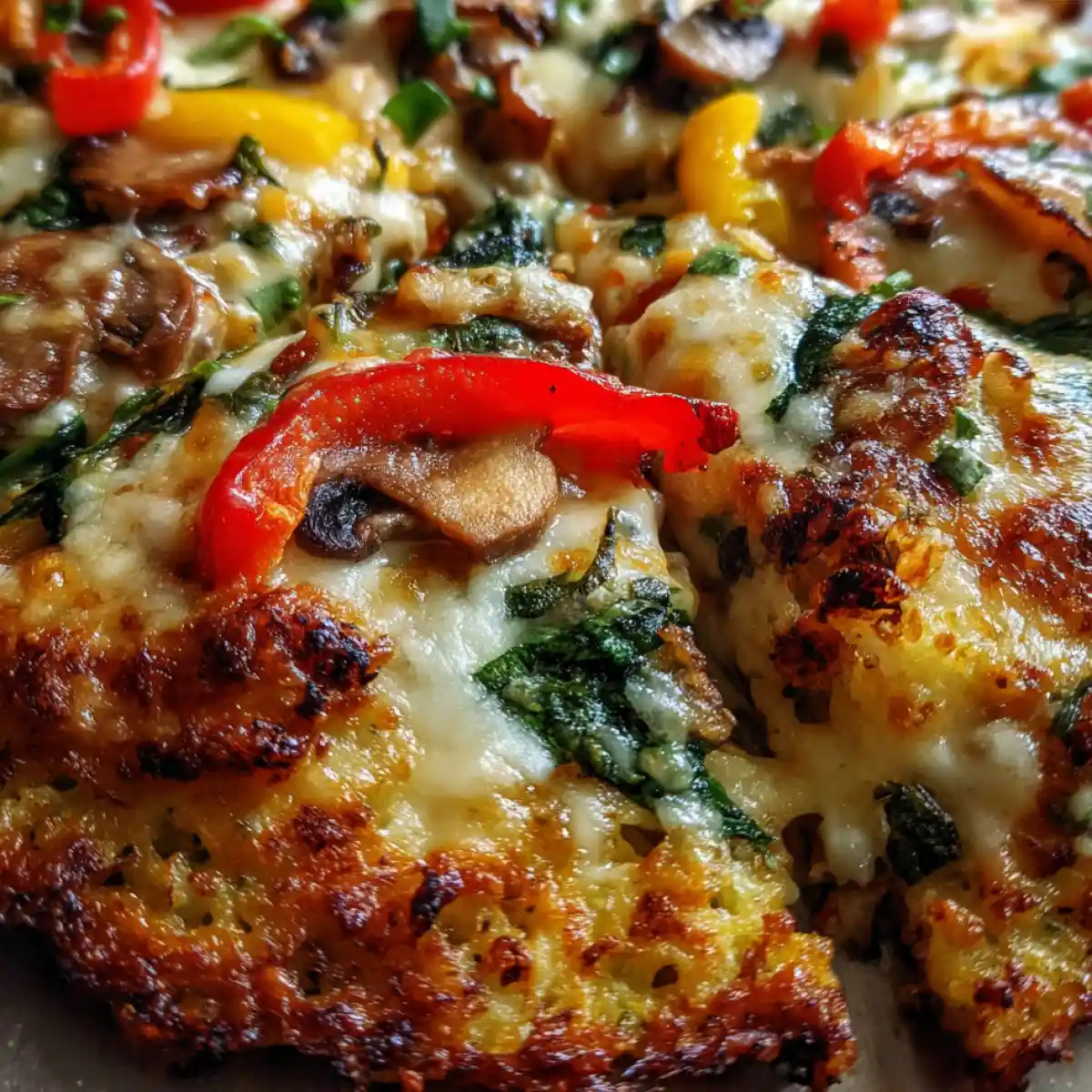Cauliflower Crust Pizza With Mozzarella And Veggies