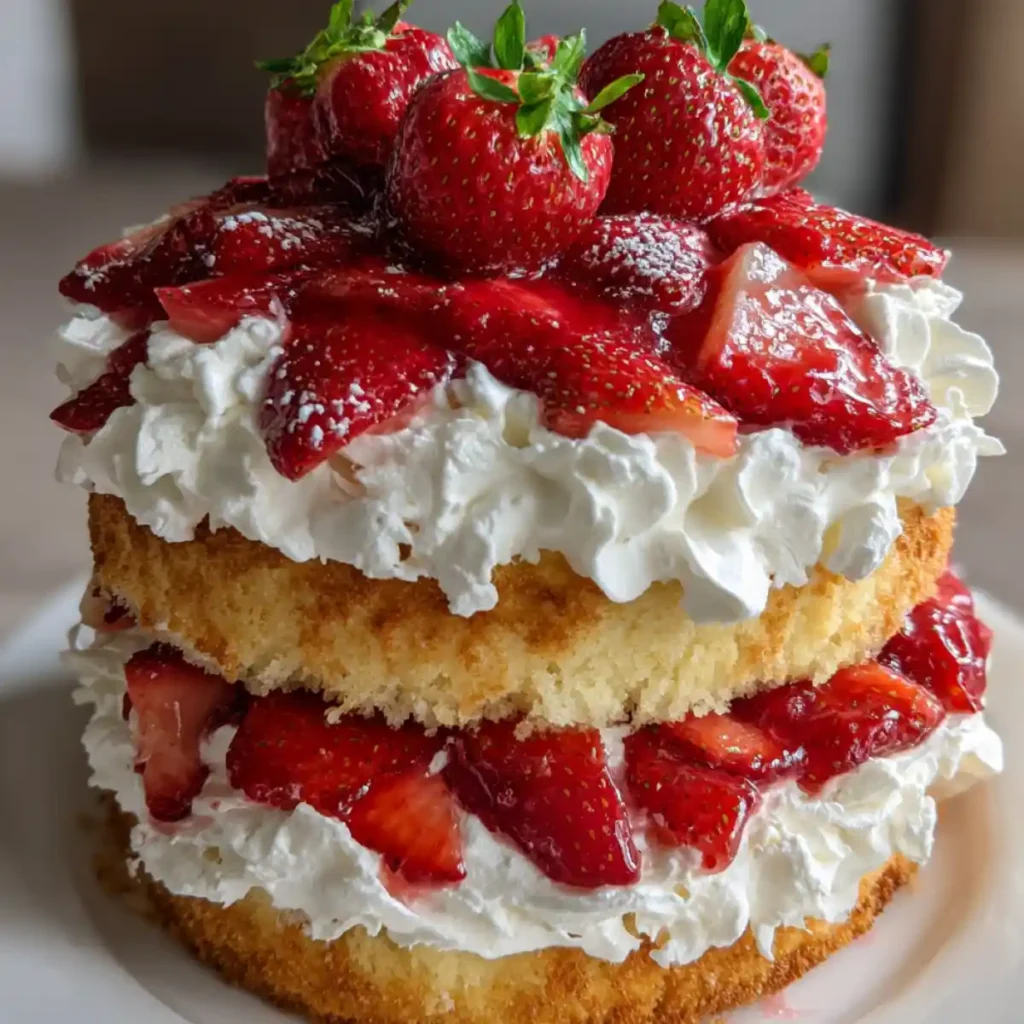 Fresh Strawberry Layer Cake With Whipped Cream