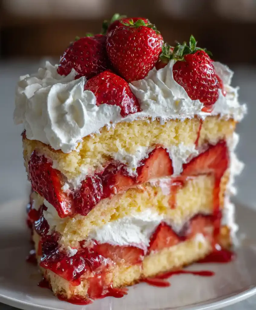 Fresh Strawberry Layer Cake With Whipped Cream Recipe