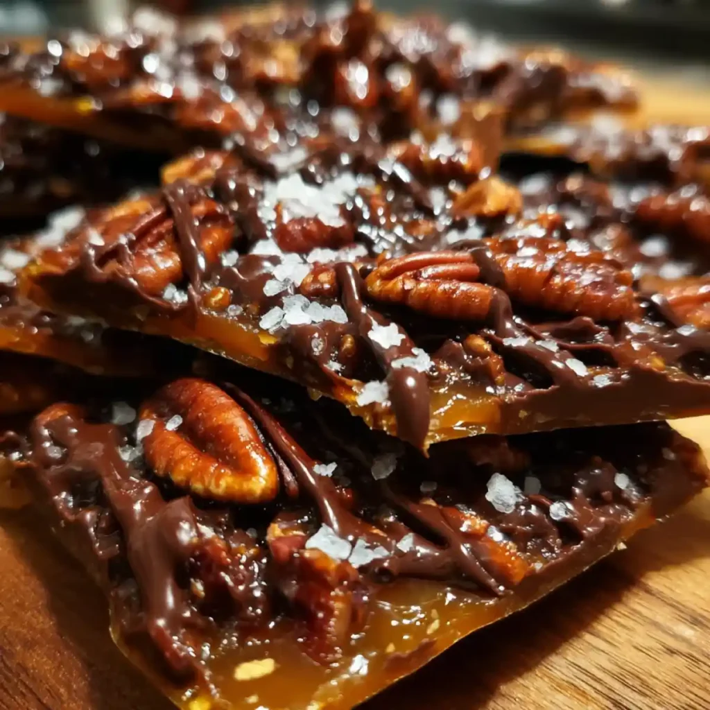 Pecan Pie Bark Recipe With Chocolate Drizzle