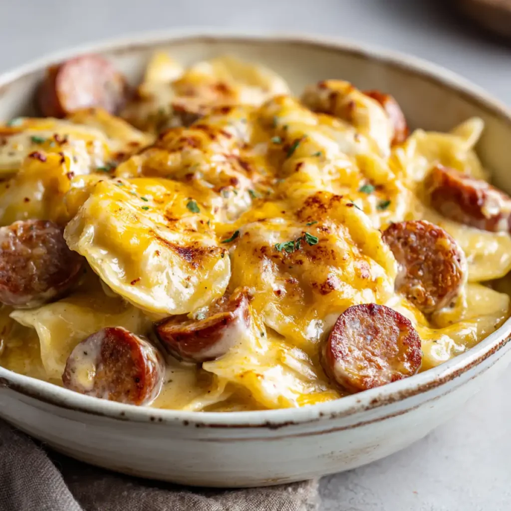 Crockpot Pierogi Casserole With Kielbasa