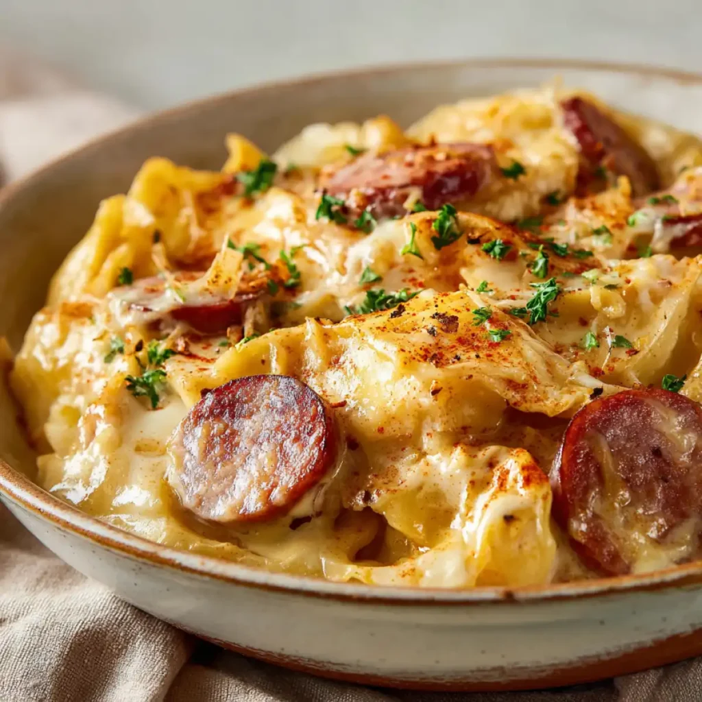 Crockpot Pierogi Casserole With Kielbasa