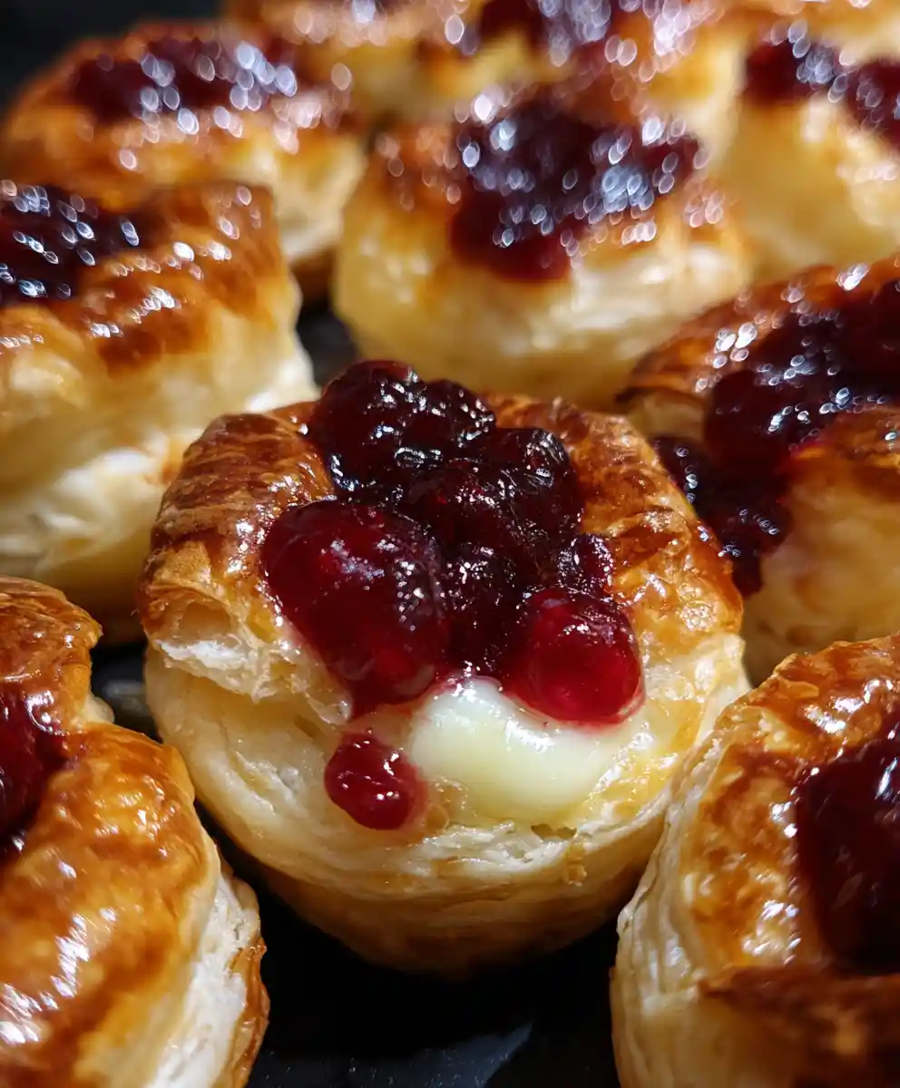 Baked Brie Bites with Cranberry and Puff Pastry