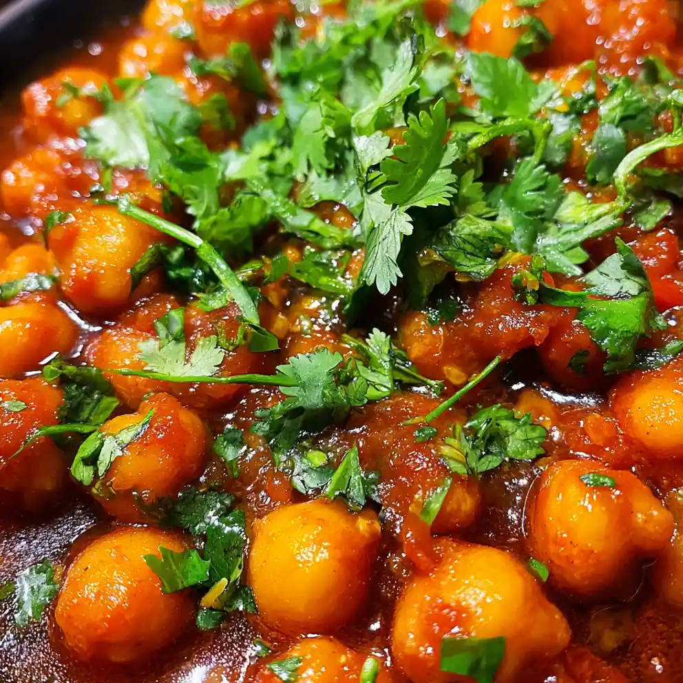 Chana Masala Recipe with Tomatoes and Fresh Cilantro