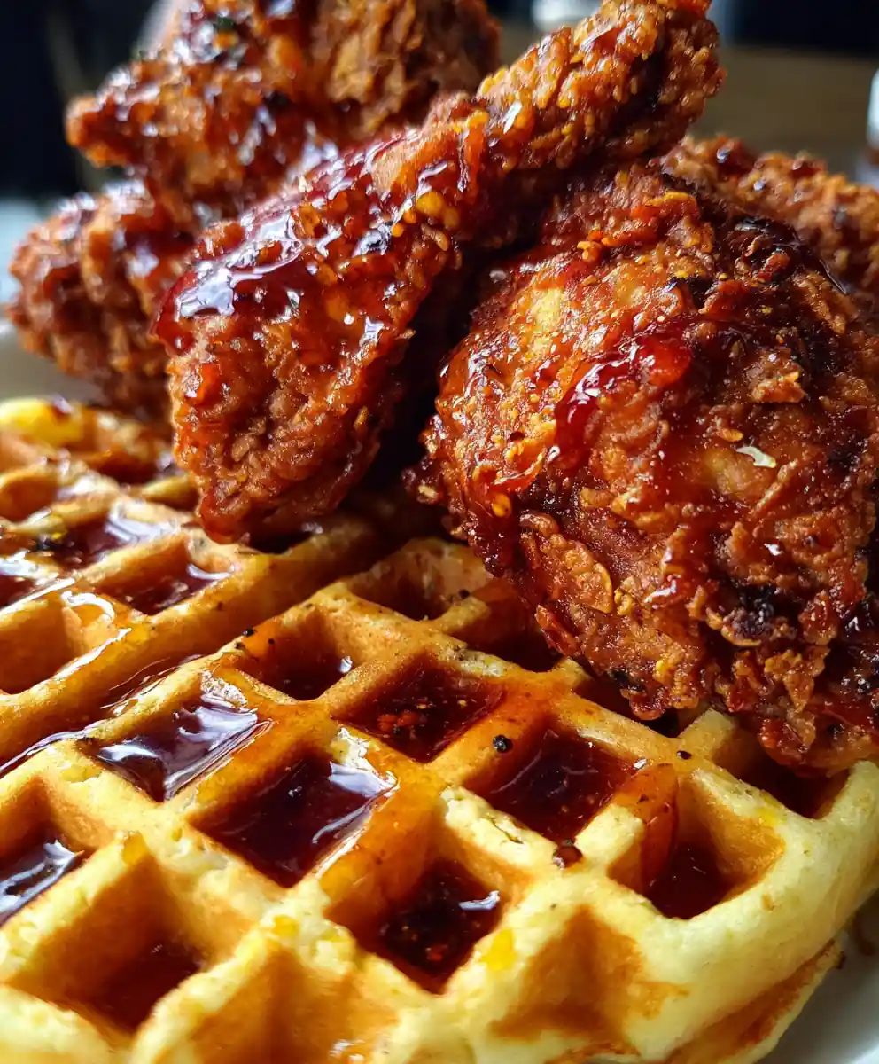 Crispy Chicken and Waffles Recipe with Spicy Maple Syrup