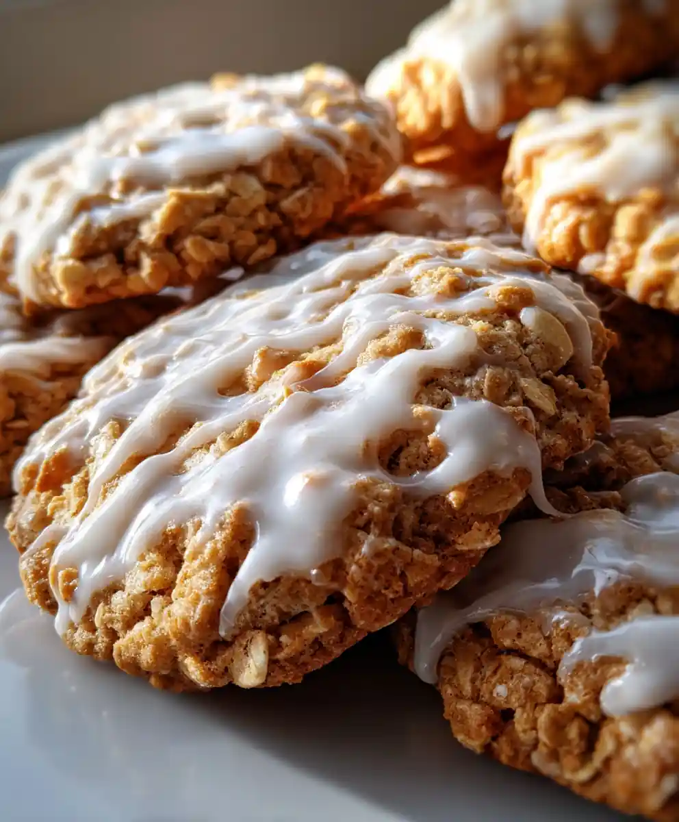 Iced Oatmeal Cookies with Vanilla Glaze