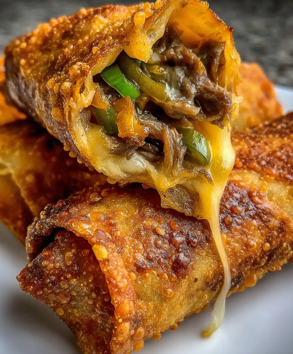 Philly Cheesesteak Egg Rolls with Provolone and Peppers