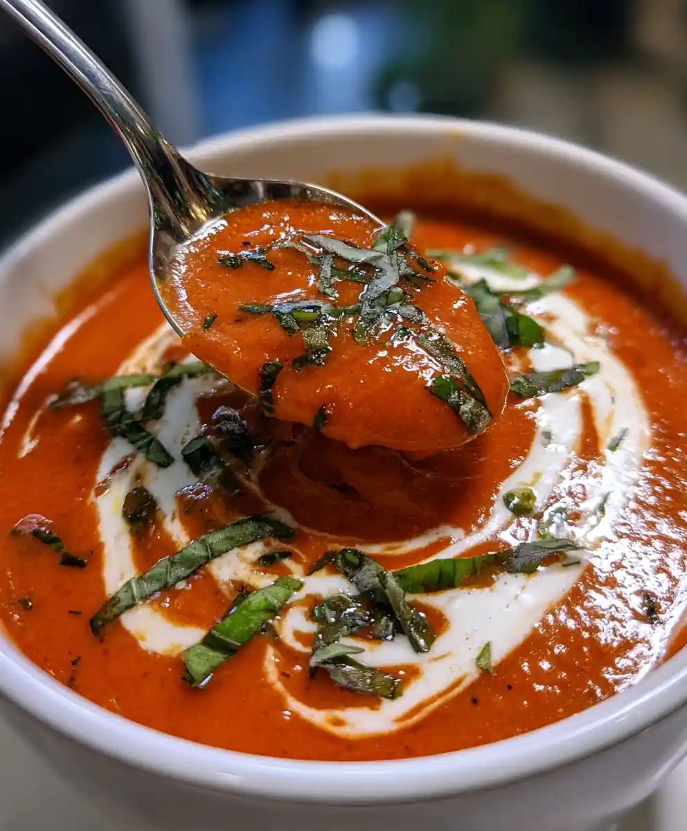 Soup Recipe Roasted Tomato Basil in Dutch Oven