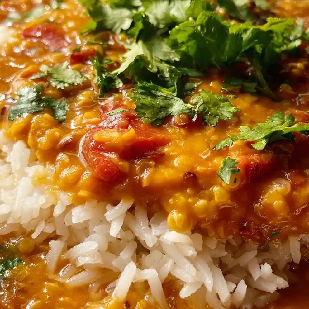 Spiced Dal Recipe with Basmati Rice and Cilantro