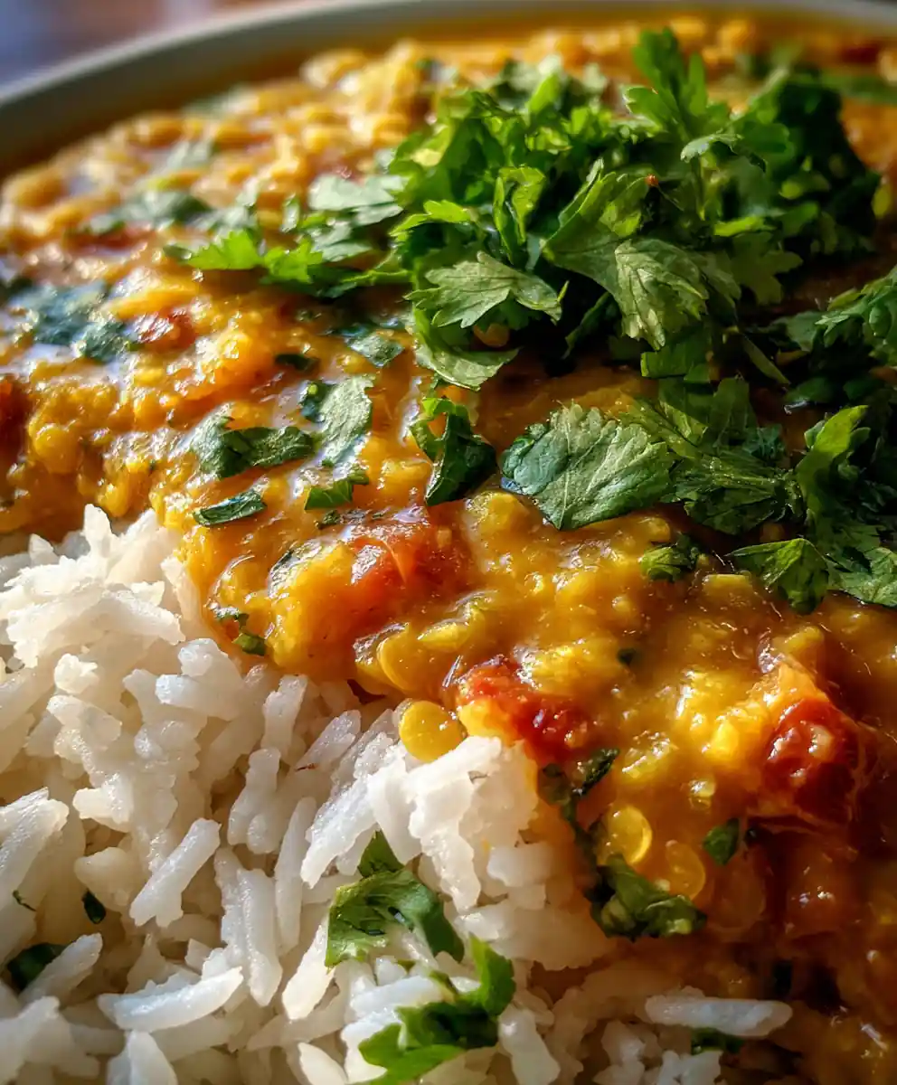 Spiced Dal Recipe with Basmati Rice and Cilantro