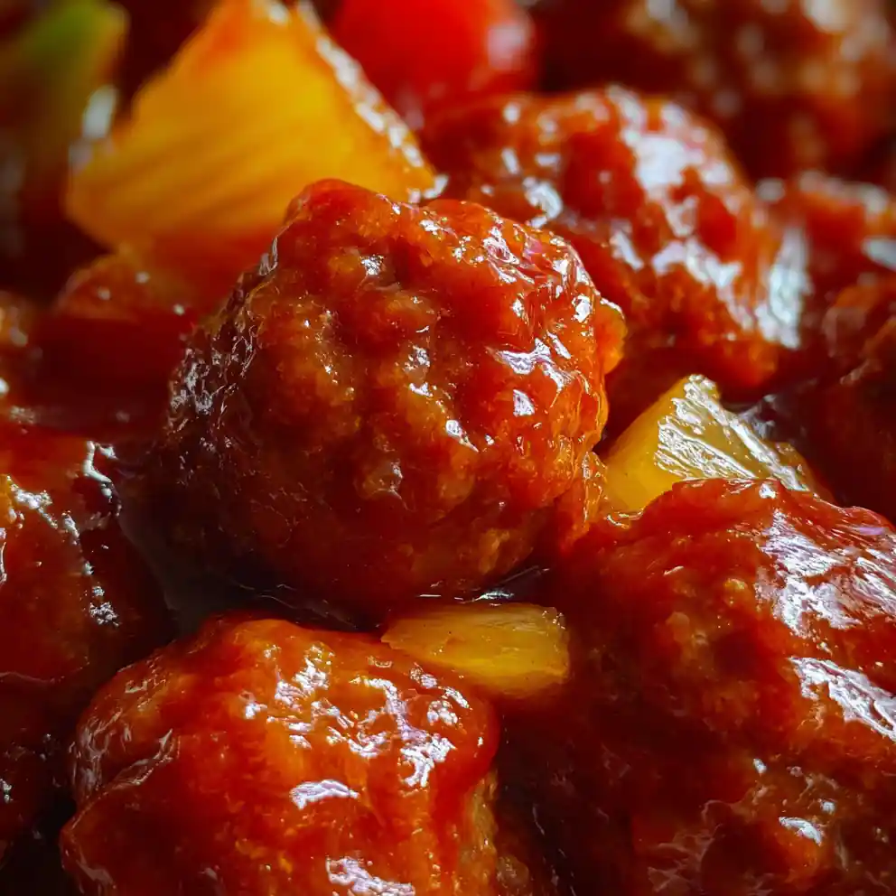 Sweet and Sour Meatballs with Pineapple Sauce