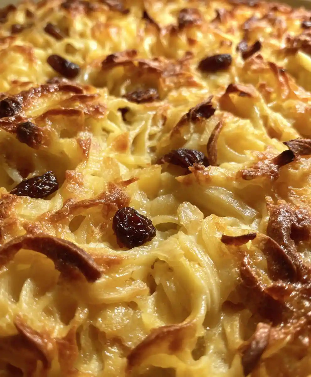 apple noodle kugel recipe with Raisins and Cinnamon