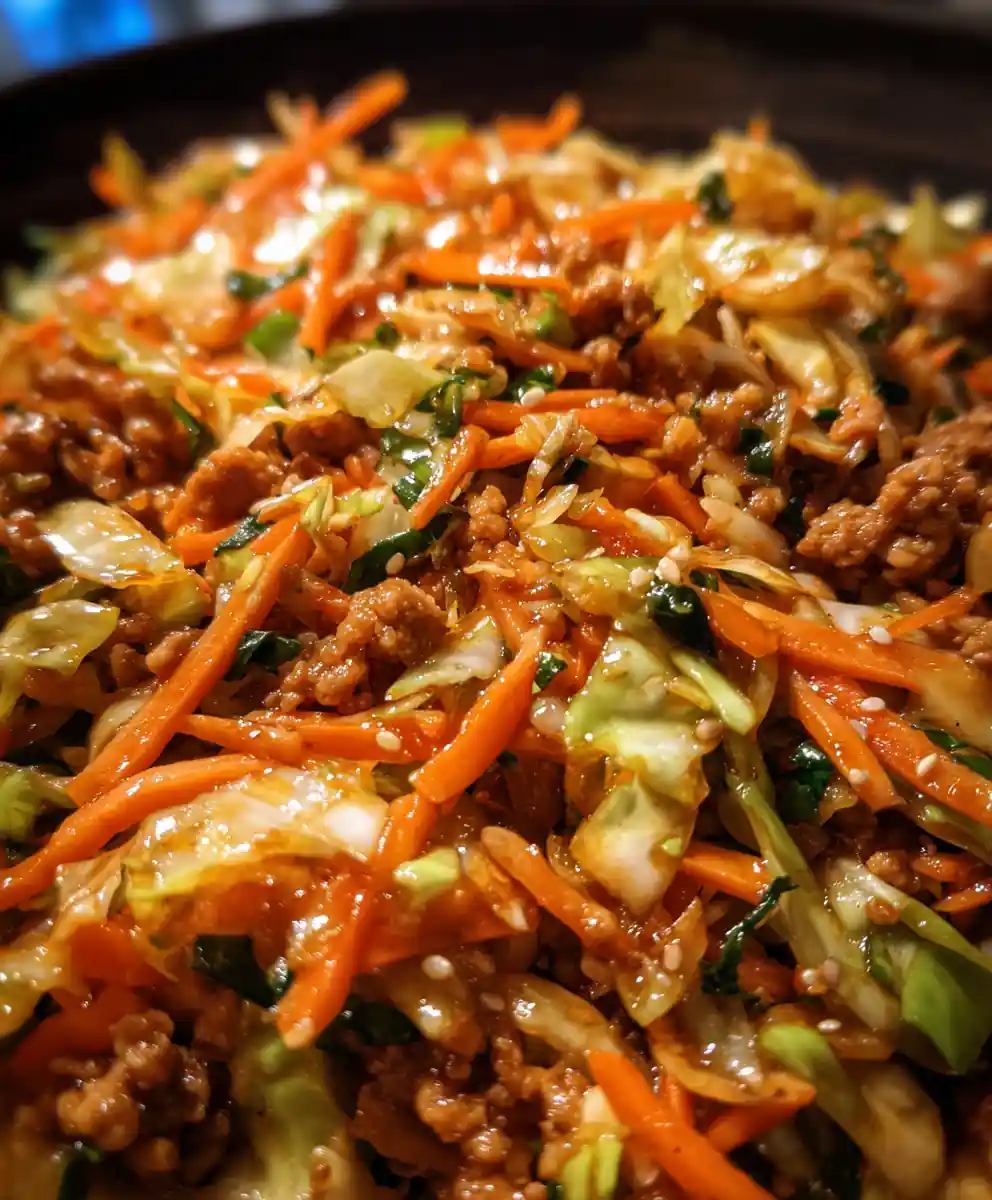 Egg Roll in a Bowl Stir-Fry with Sesame Rice
