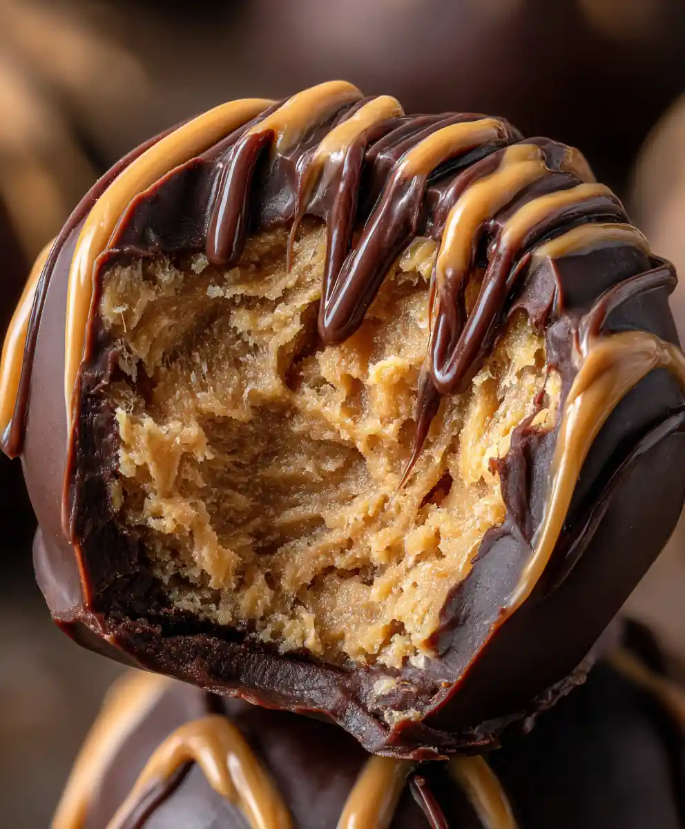 Peanut Butter Balls No Bake Chocolate Drizzle