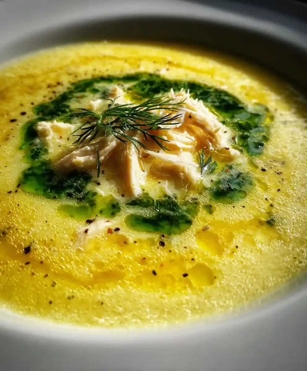 avgolemono soup recipe Lemon Silk With Dill Oil