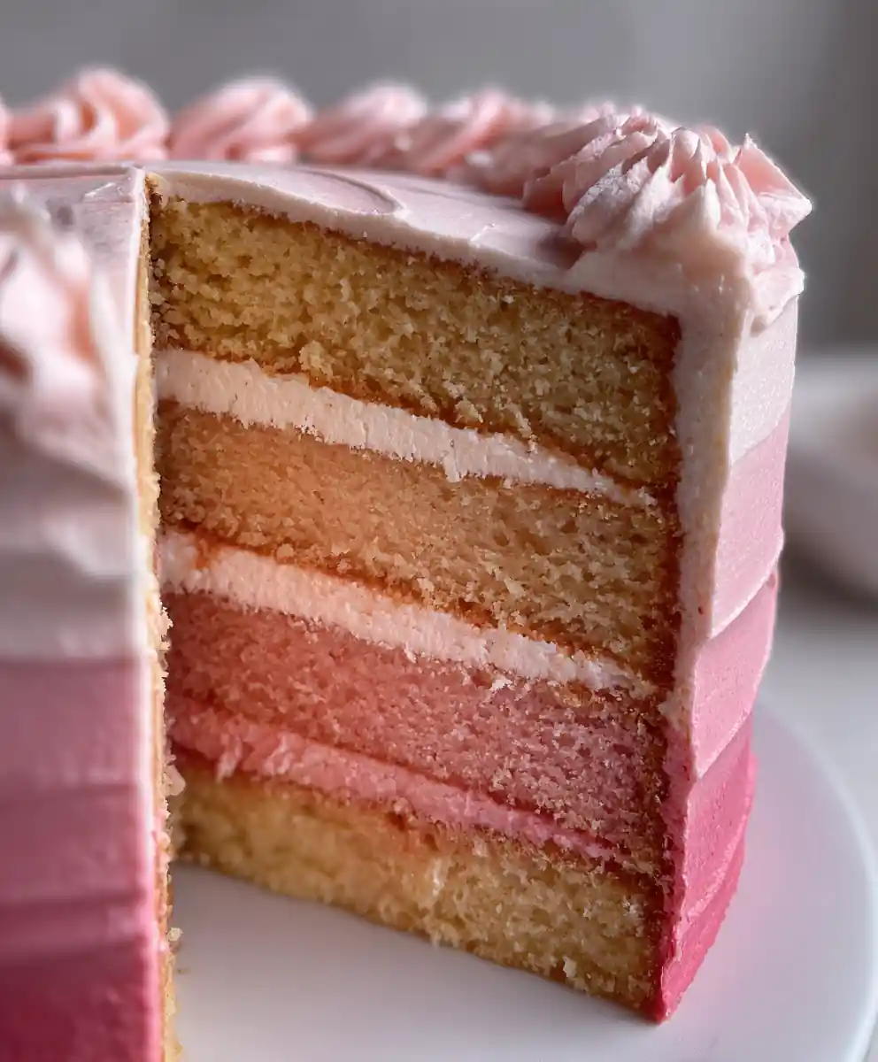 basic cake recipe with Raspberry Ombre Frosting