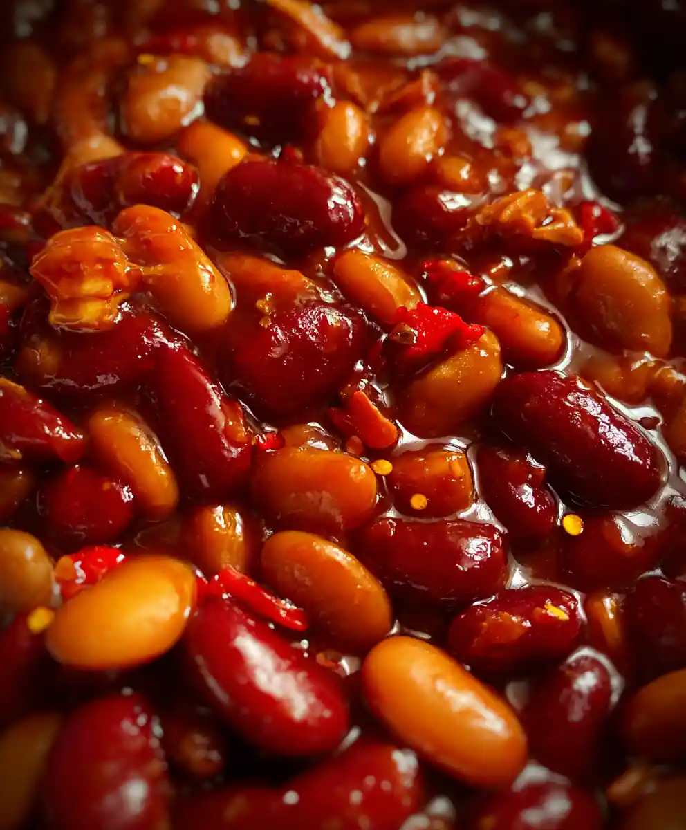 bbq beans recipe Smoky Molasses Glaze With Ember-Red Peppers