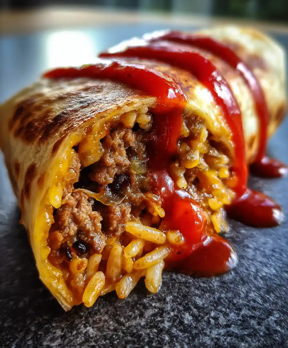 beef burrito recipe with Fiery Red Salsa Stripe