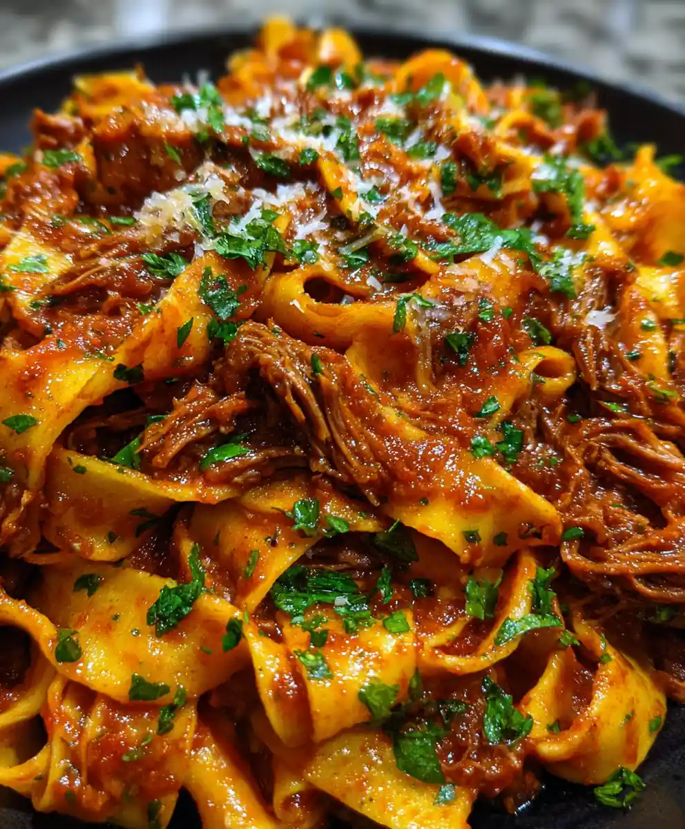 beef ragu recipe Crimson Tomato-Braised Pappardelle