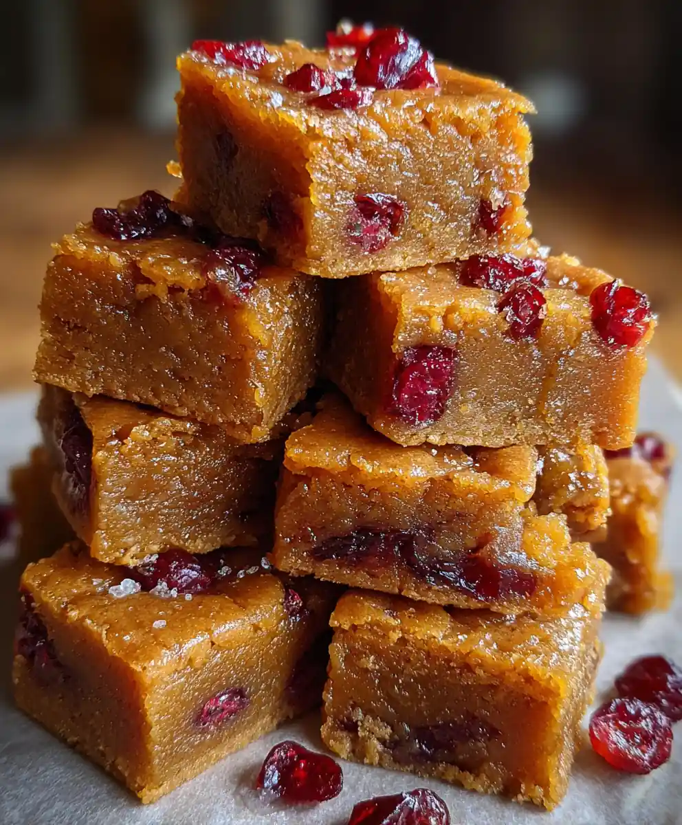 blonde brownie recipe Butterscotch Bars with Ruby Cranberries