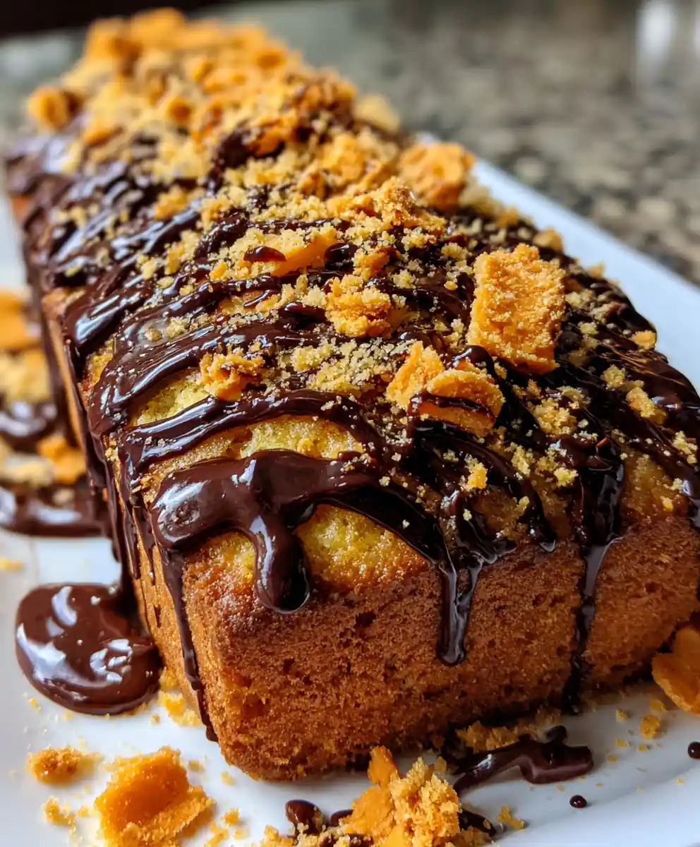 butterfinger cake recipe Chocolate Drizzle With Butterscotch Crumble
