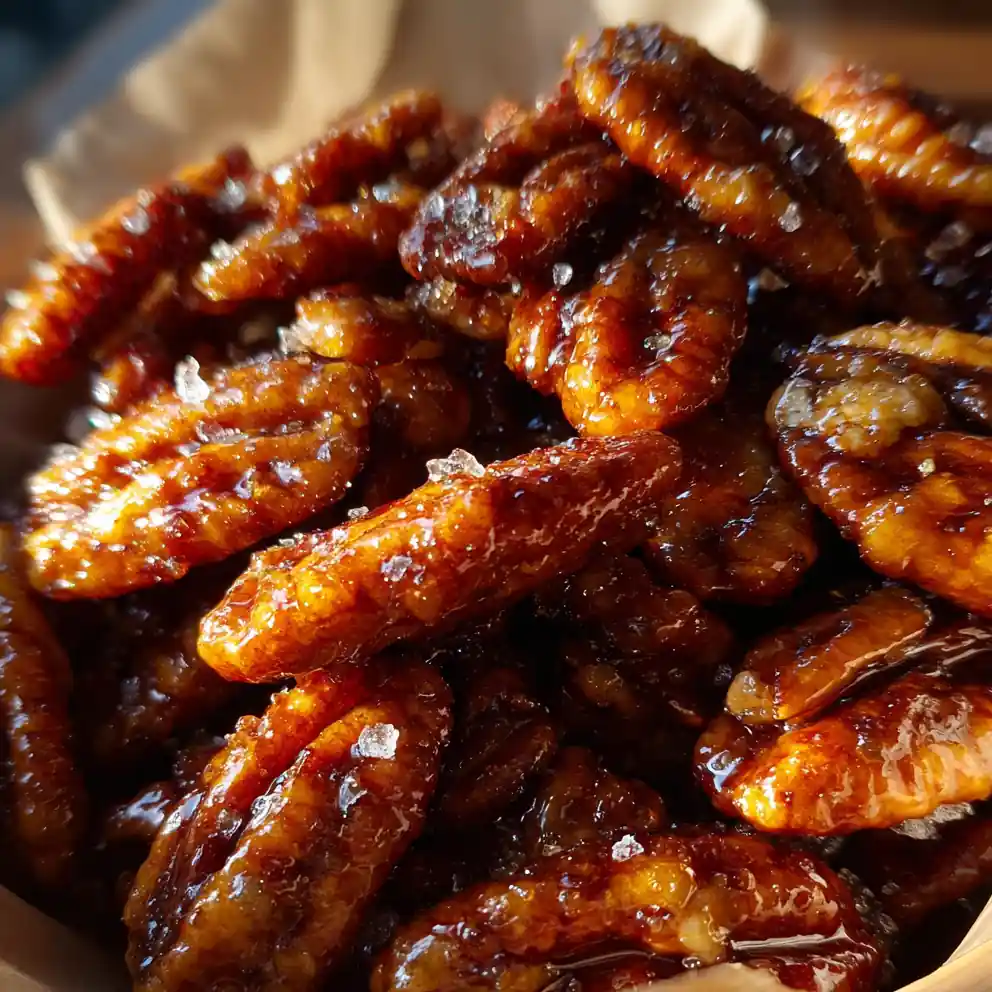 candied pecan recipe with Burnished Caramel Shell