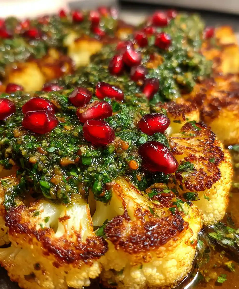 cauliflower steak recipe Chimichurri Brush And Pomegranate Gems