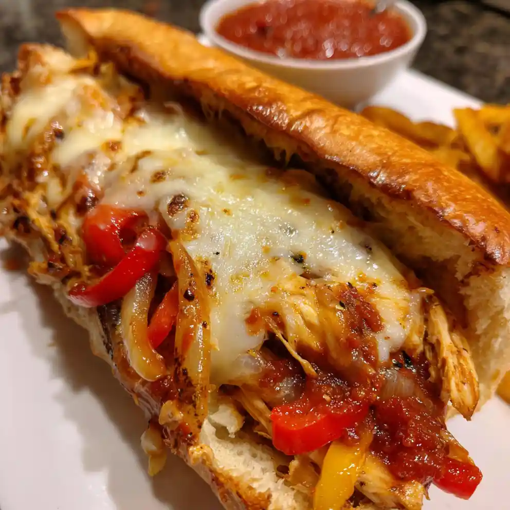 chicken cheesesteak recipe Pepper-Onion Melt with Fire-Roasted Salsa