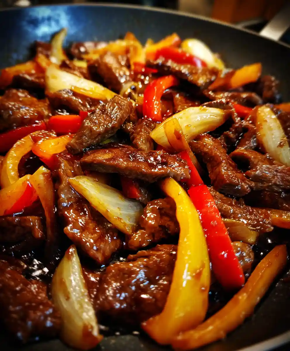 chinese pepper steak recipe Wok-Gloss With Red Peppers