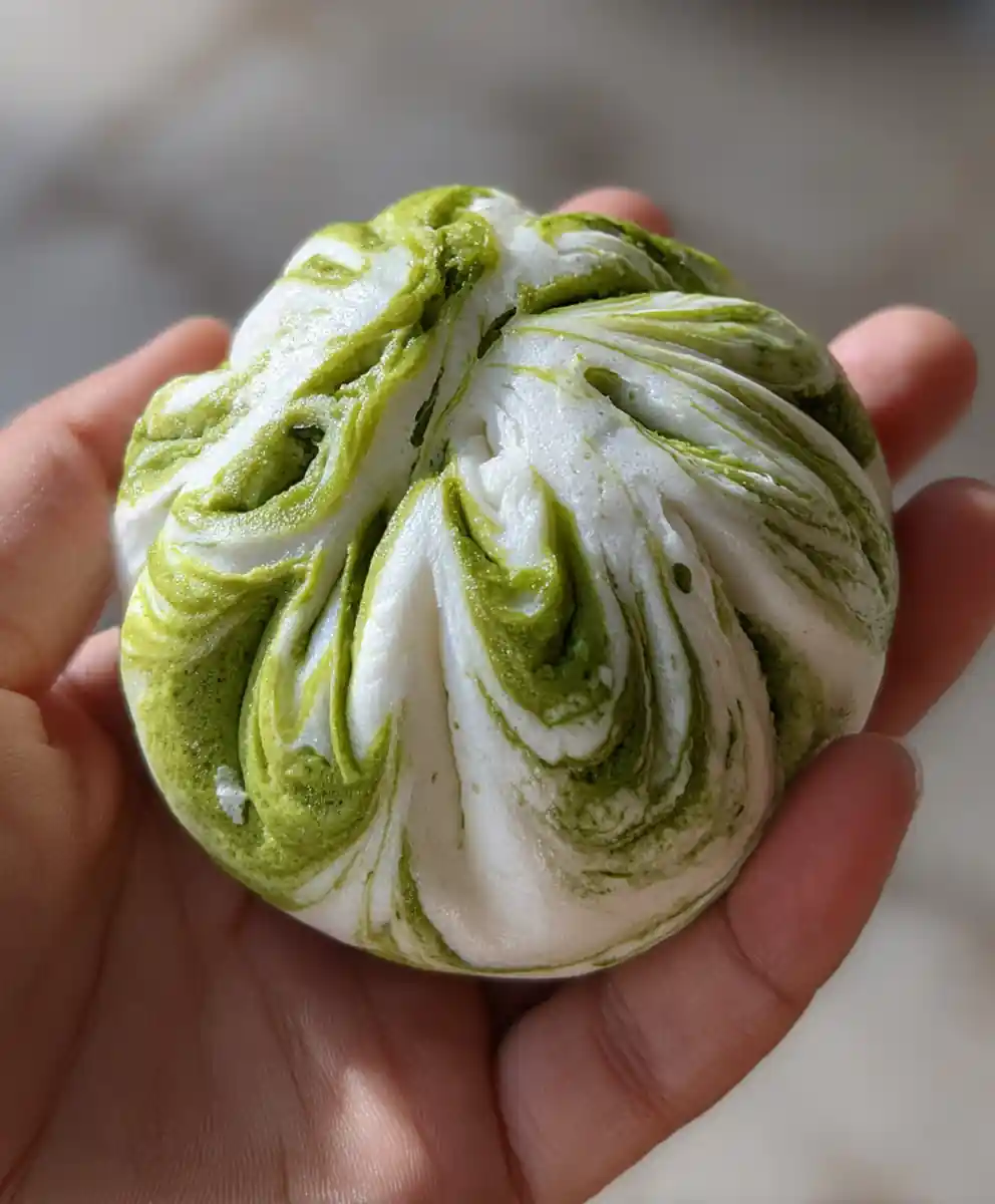chinese steamed buns recipe Matcha Marble Mantou