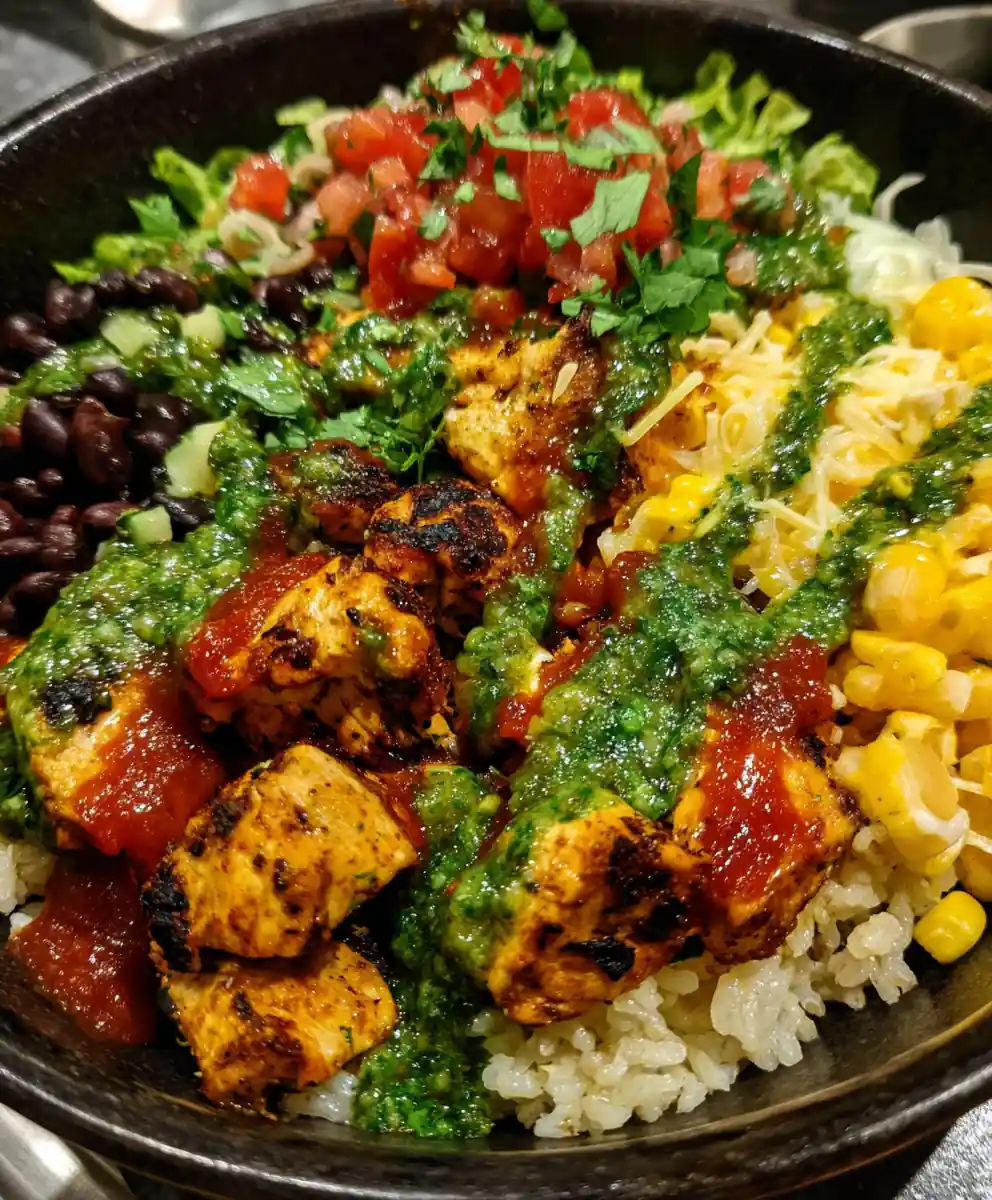 chipotle bowl recipe Salsa Verde and Roja
