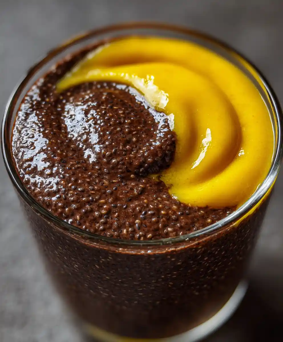 chocolate chia pudding recipe Dark Cups with Mango Swirl