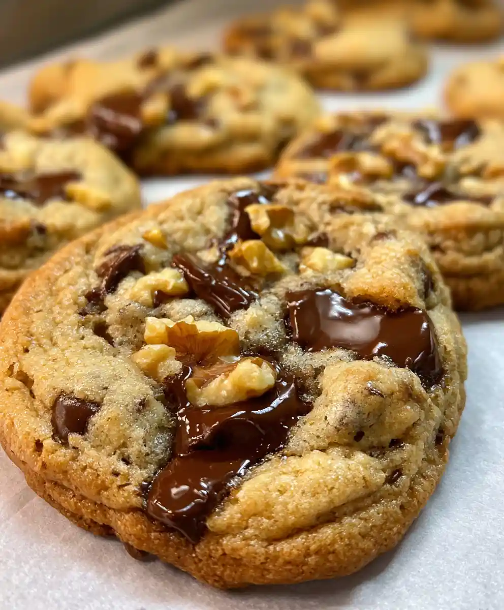 chocolate chip.cookie recipe with Golden Walnut Studs