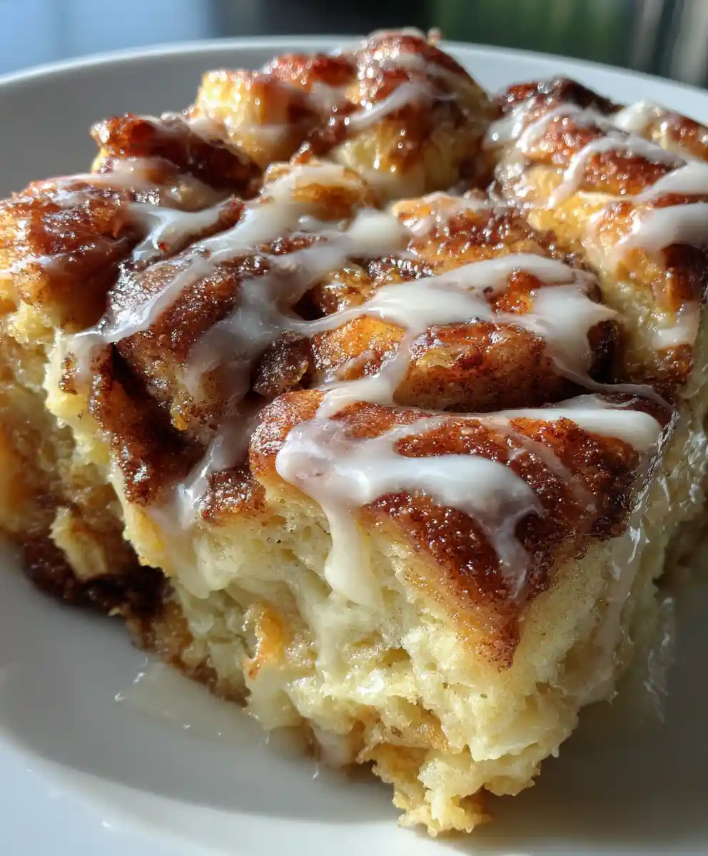 cinnamon roll casserole recipe Cream Cheese Icing Swirl