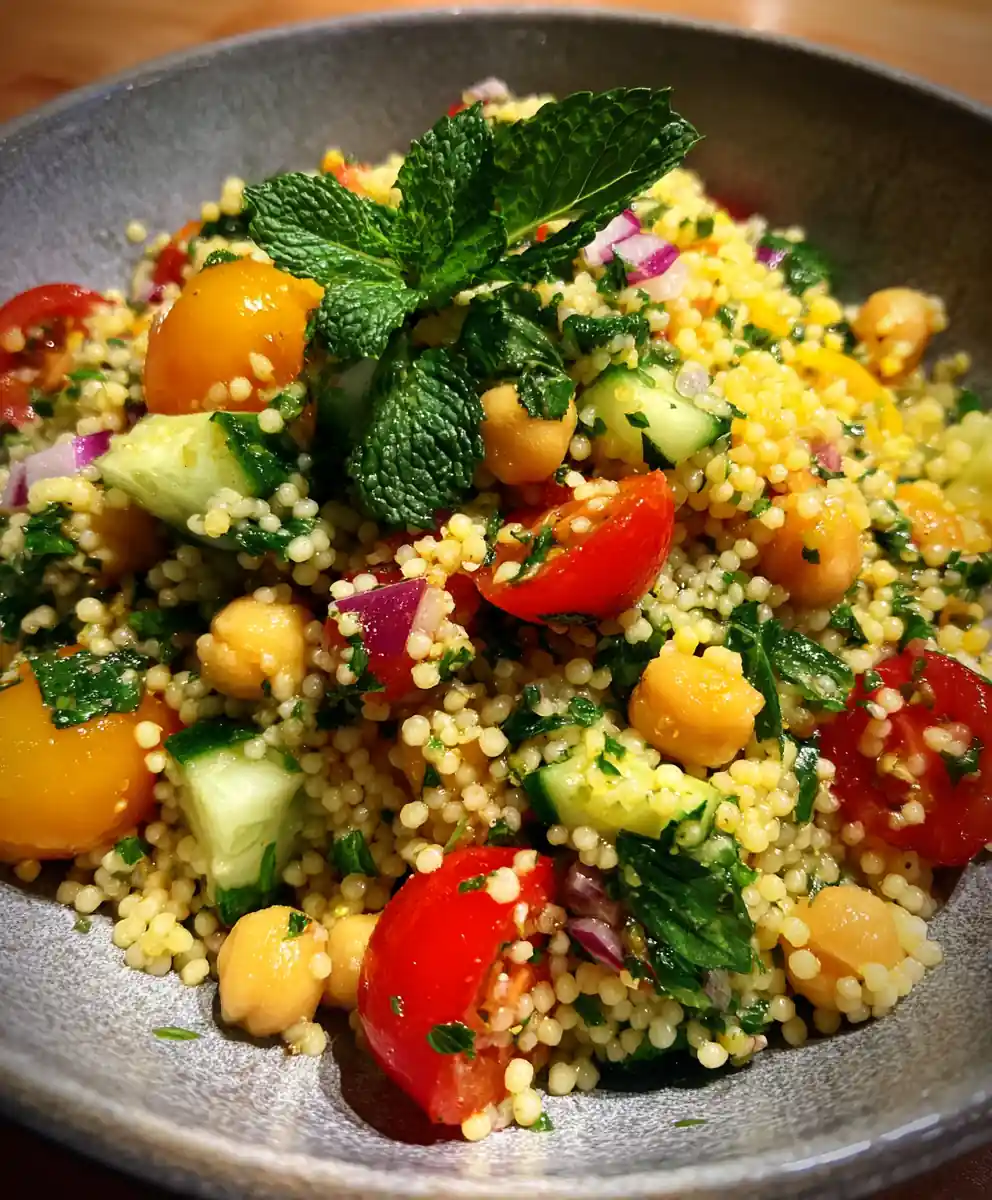 couscous salad recipe Citrus-Dressed Pearls with Emerald Herbs
