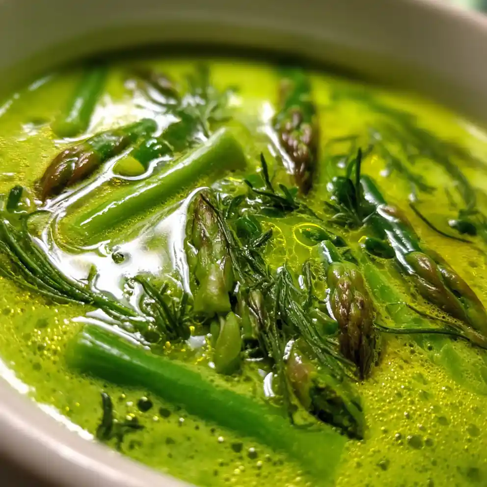 cream of asparagus soup recipe Herb Oil Swirl And Tips