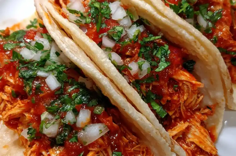 Crockpot Chicken Tacos Recipe Salsa Roja Shredded Filling 1761529051.9266899