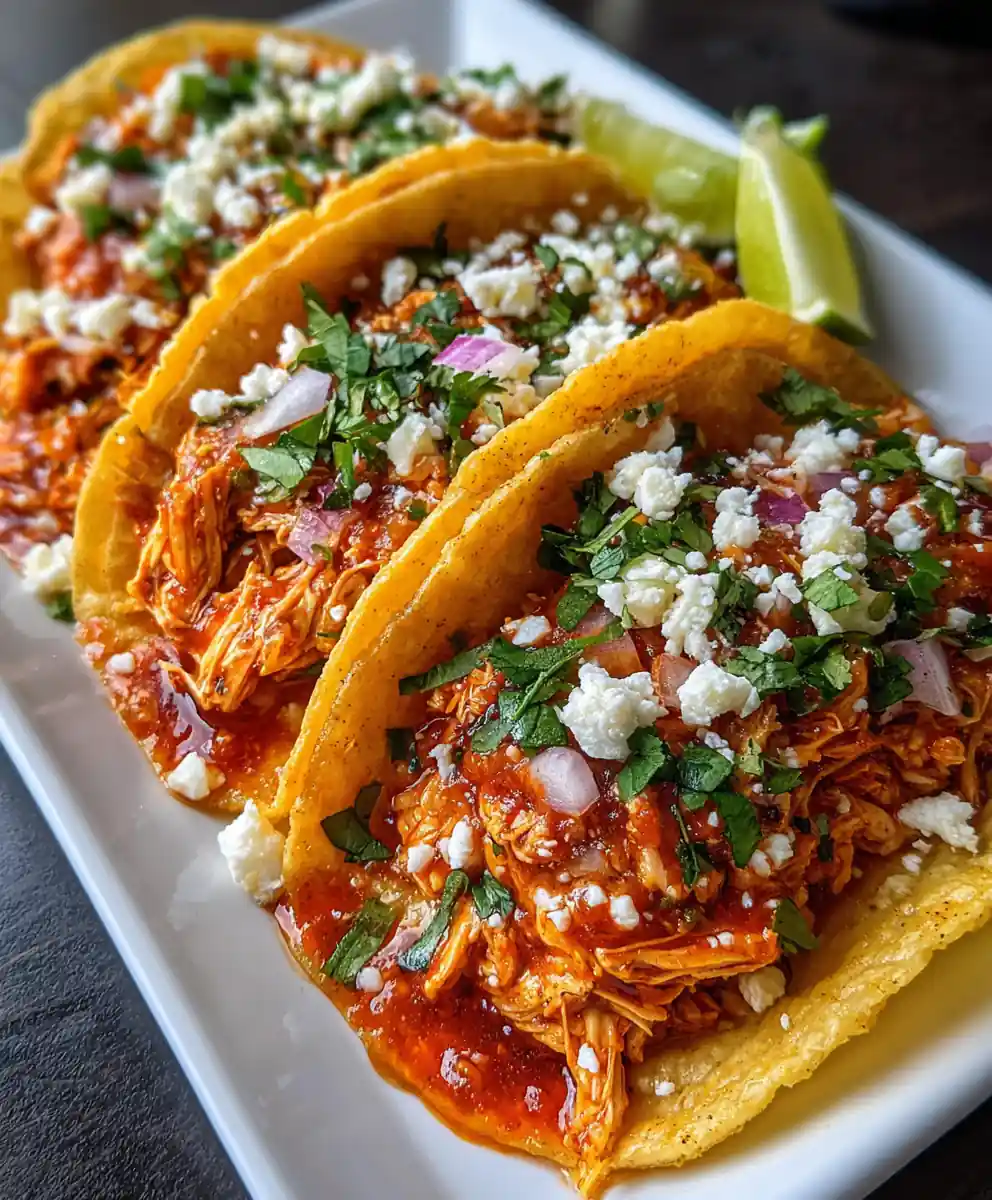 crockpot chicken tacos recipe Salsa Roja Shredded Filling