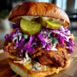 Fried Chicken Sandwich Recipe Purple Slaw Stack 1760718713.8824444