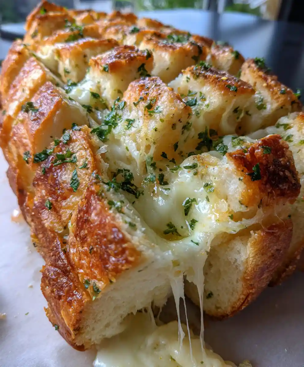 garlic cheese bread recipe Golden Pull-Apart with Parsley Confetti