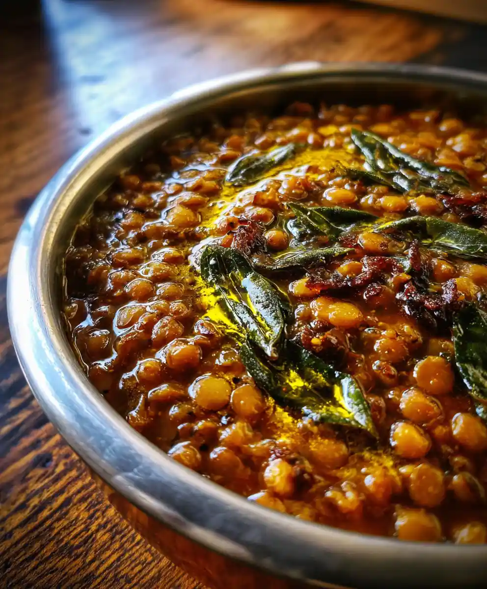 green lentil recipe with Turmeric-Gold Tadka Drizzle