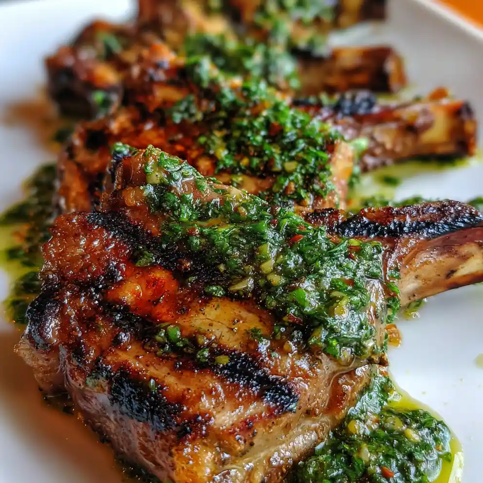 grilled lamb chops recipe Herb Green Chimichurri Drizzle