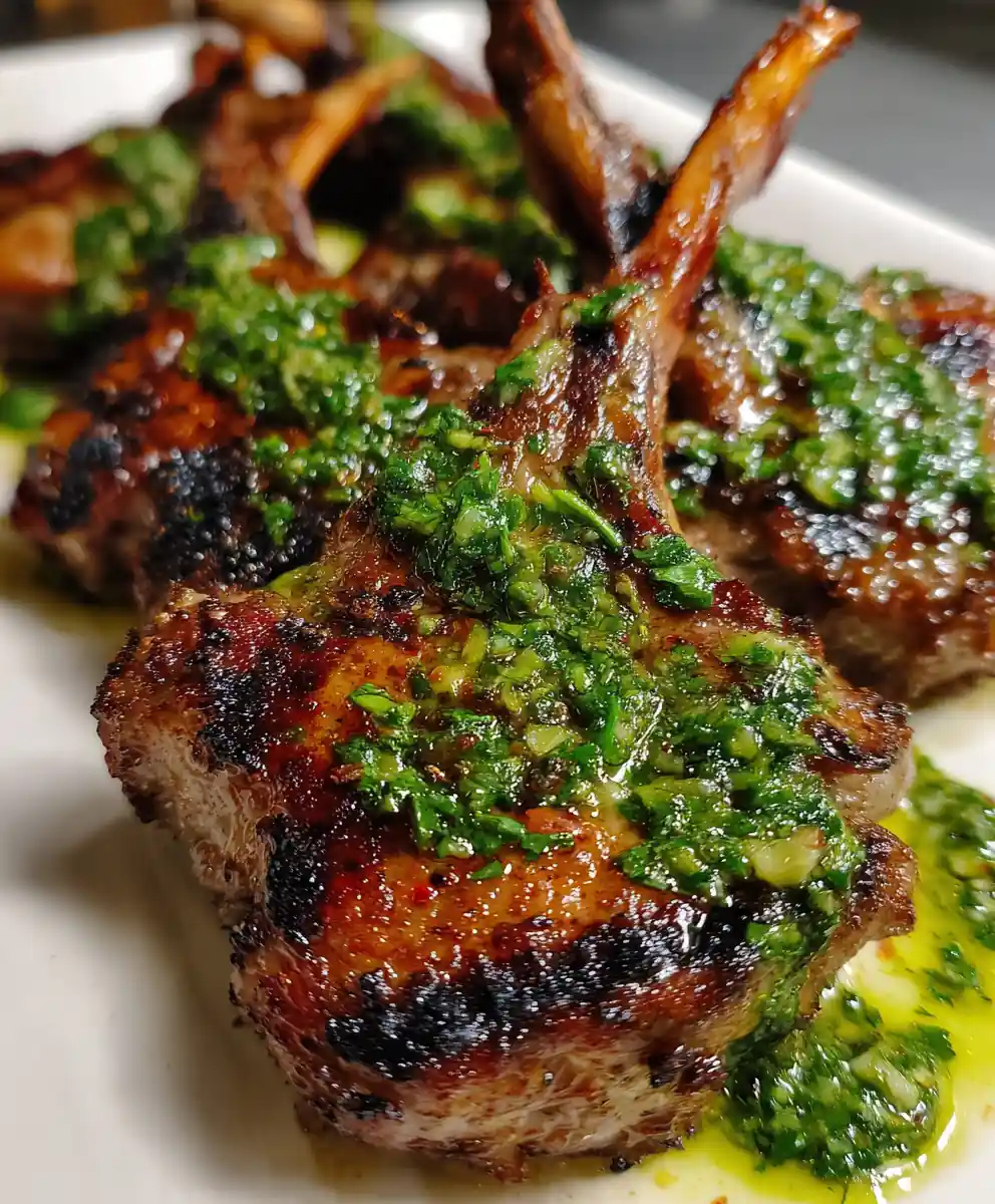 grilled lamb chops recipe Herb Green Chimichurri Drizzle