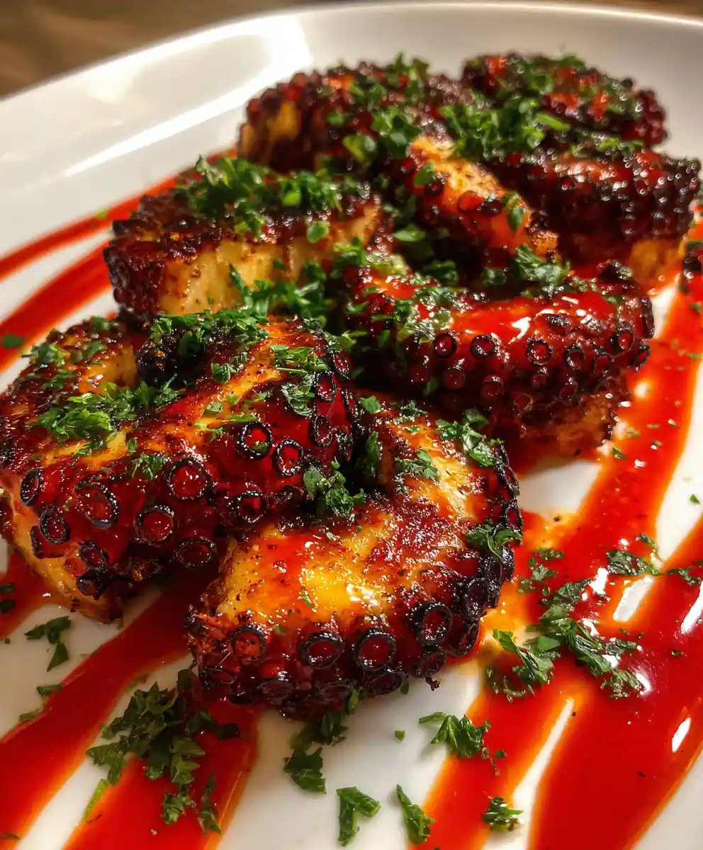 grilled octopus recipe Smoked Paprika Red Drizzle