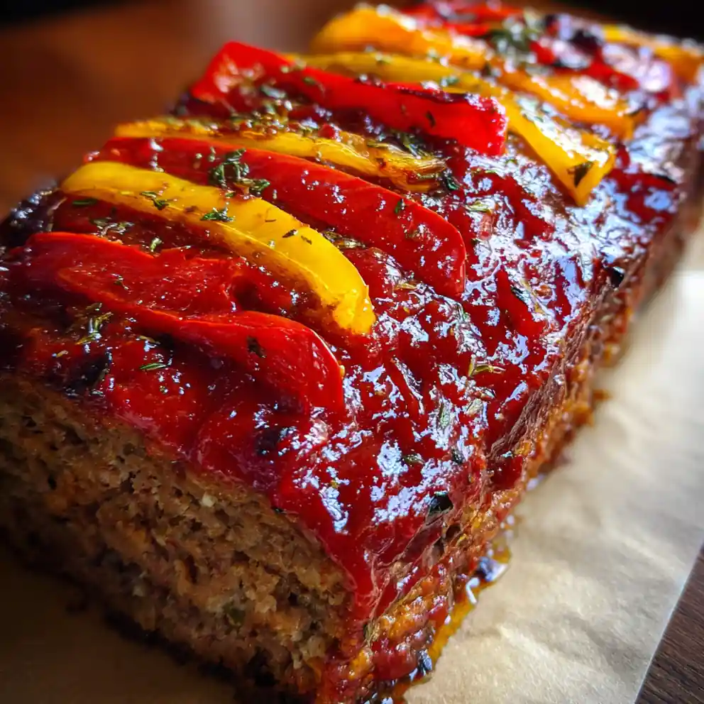 homemade meatloaf recipe Ketchup-Glazed Loaf with Charred Pepper Stripes