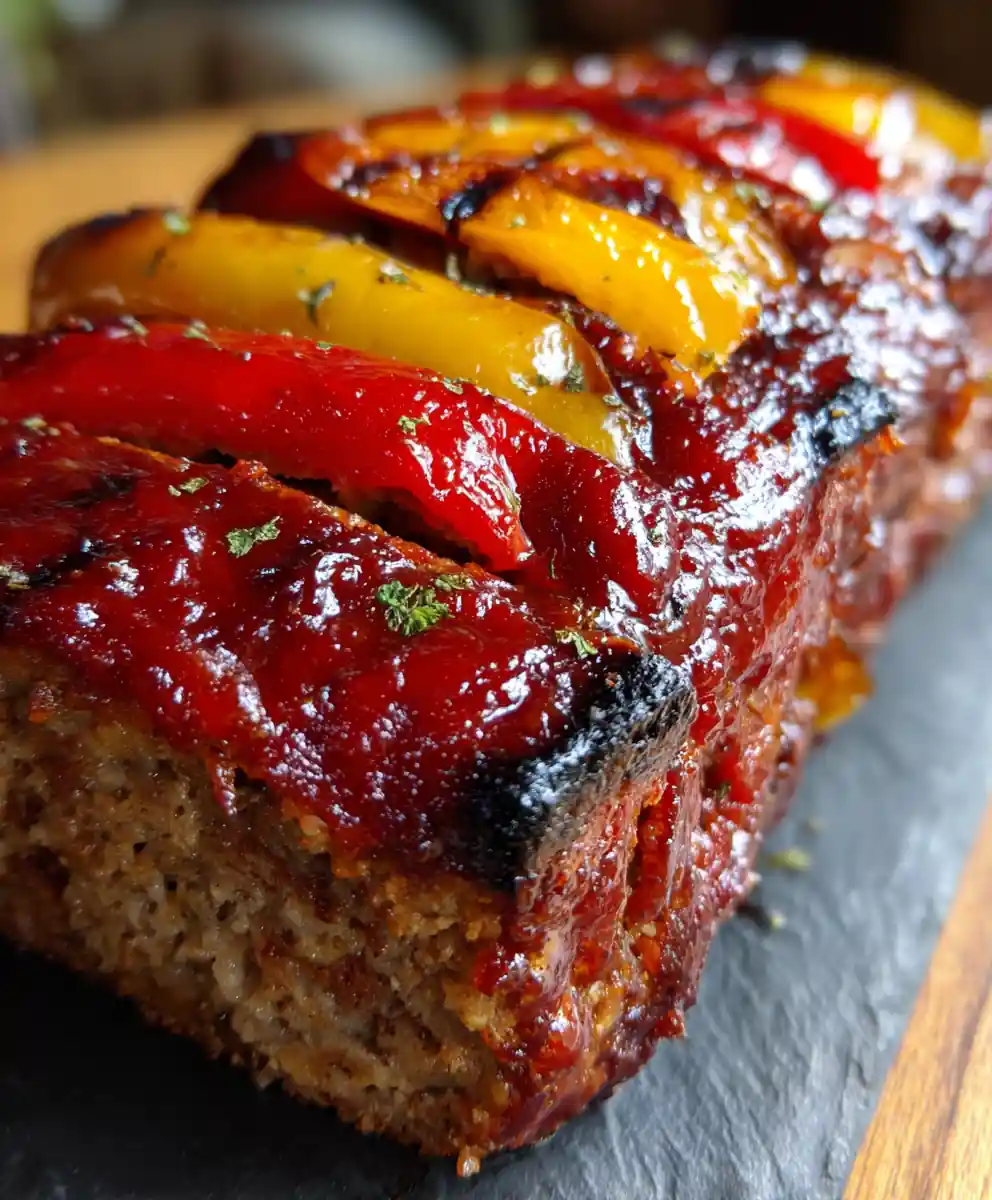 homemade meatloaf recipe Ketchup-Glazed Loaf with Charred Pepper Stripes