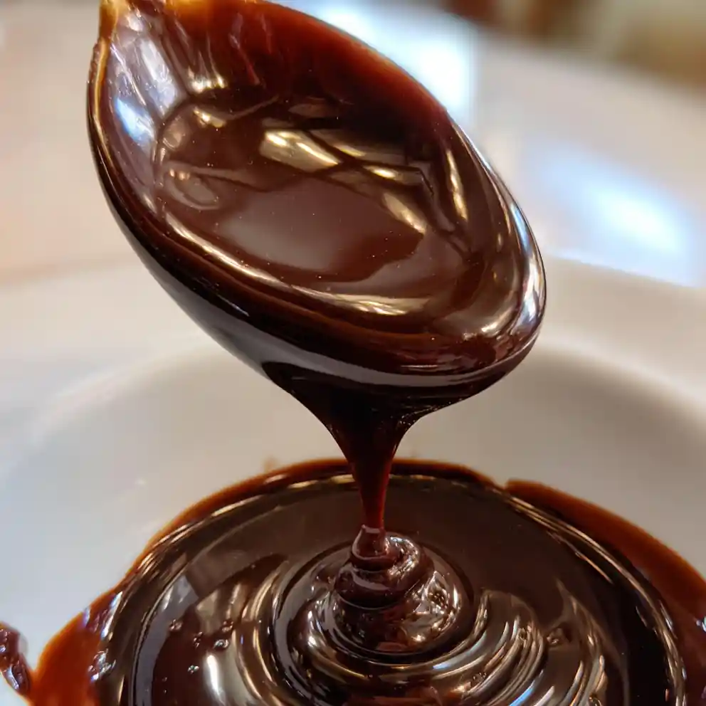 hot fudge recipe Dark Ribbon Over Strawberries