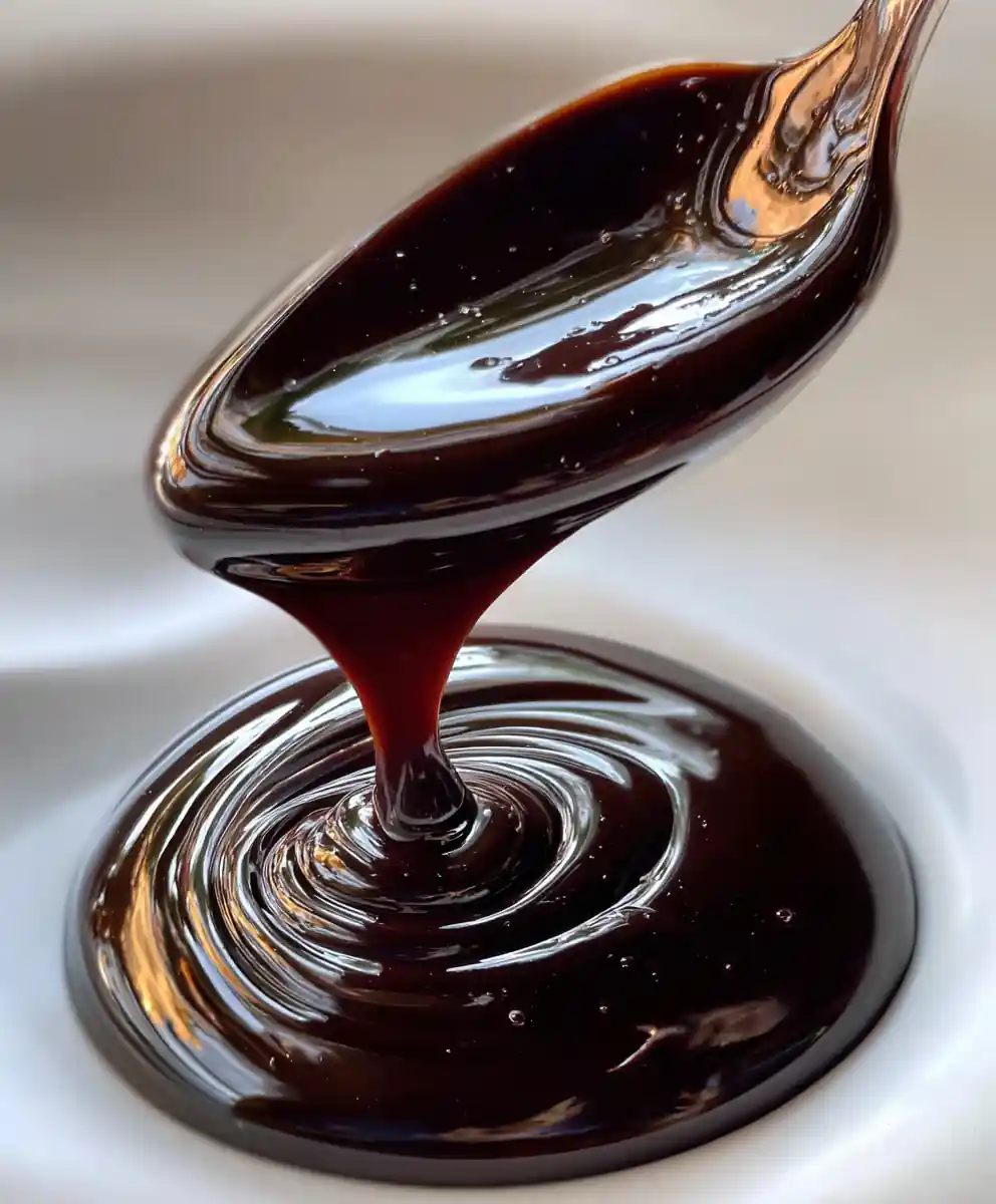 hot fudge recipe Dark Ribbon Over Strawberries