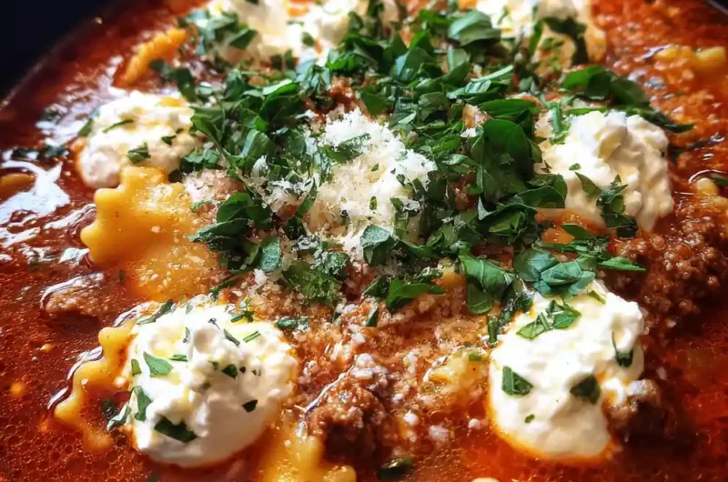 Lasagne Soup Recipe Tomato Broth With Ricotta Basil Dollops 1761428313.3583255